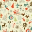Seamless retro pattern with Christmas decorations, trees, santas, sticks, reindeers, snowflakes vectors