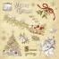 Vintage Christmas motives, sketch doodles, Santa Claus, sledge, reindeers, tree, spray, seasons greetings vectors