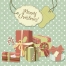 Soft coloured retro Christmas background with gifts and labels vectors