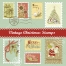Vintage christmas stamps vectors in pastel colours