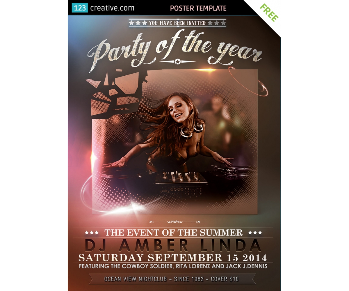 Classy Event poster template free download - for party, event Regarding Free Templates For Party Flyers