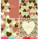Valentine cards and patterns with hearts in many colours