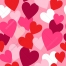 Valentine pattern with spilled hearts in pink
