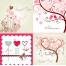 Valentine cards, abstract trees, floral and hearts vectors