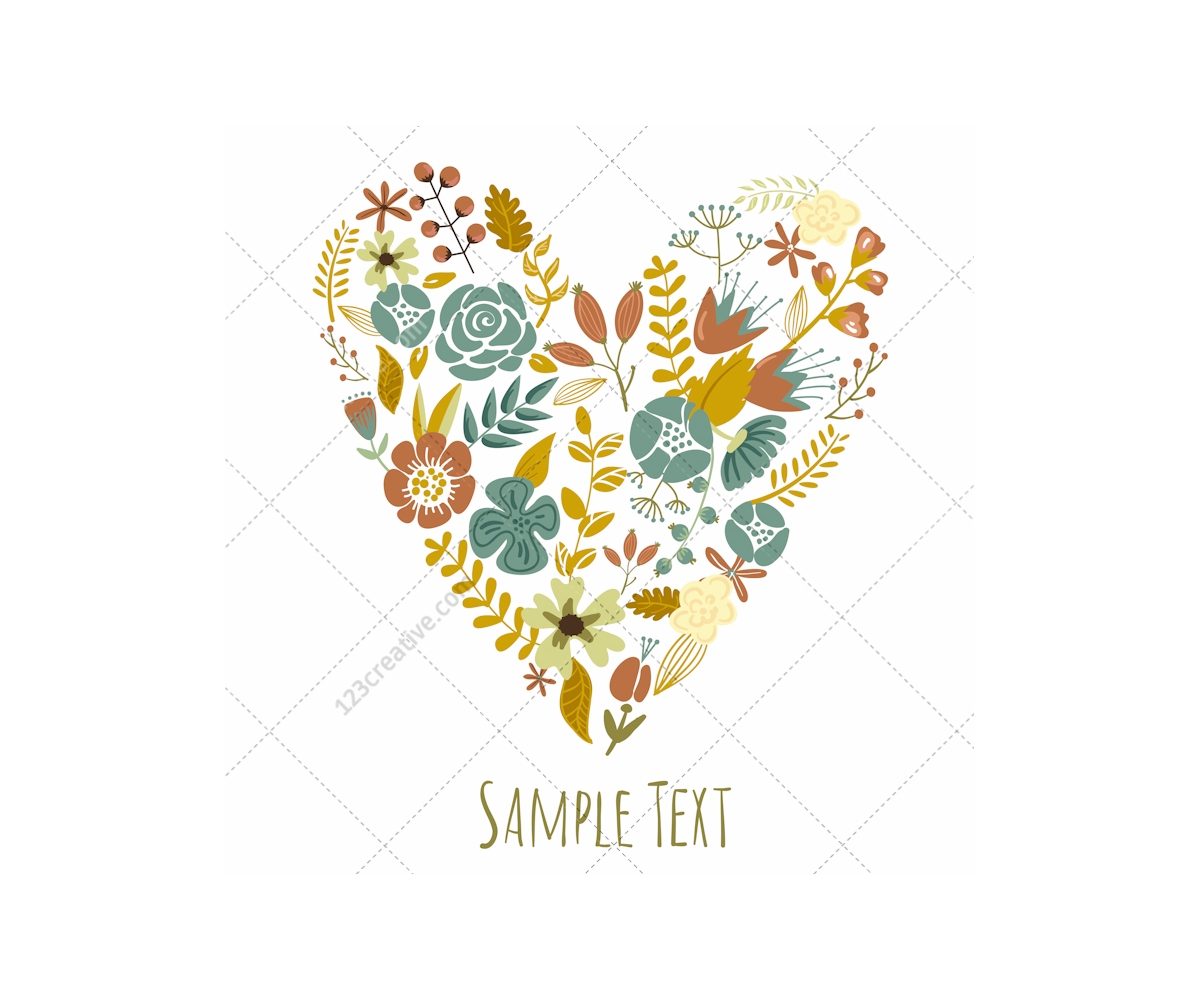 Download Vintage flowers and Valentine vectors - floral hearts, wreath, spirals, arrows, ribbons, card ...