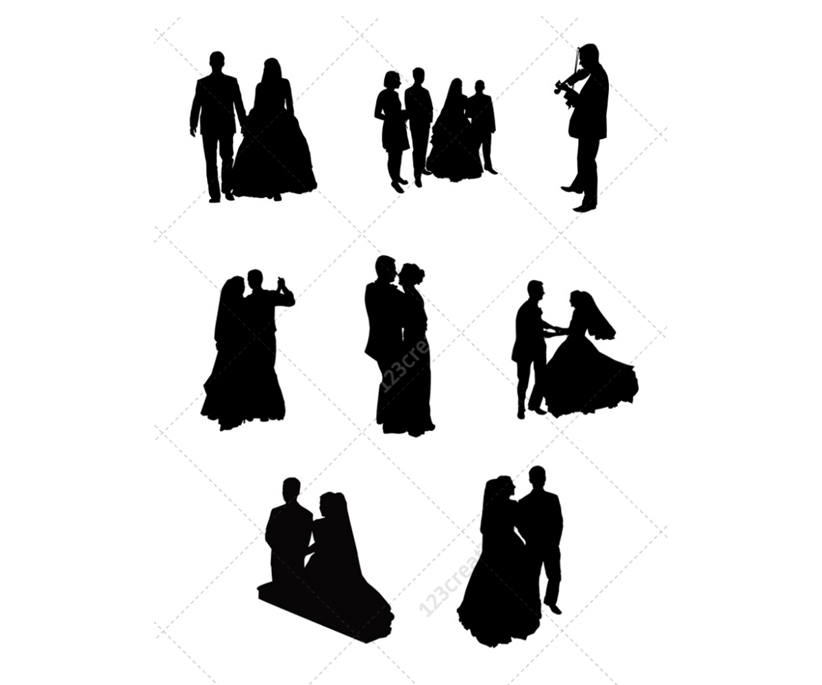 Vector silhouette wedding couple Свадебная Пара