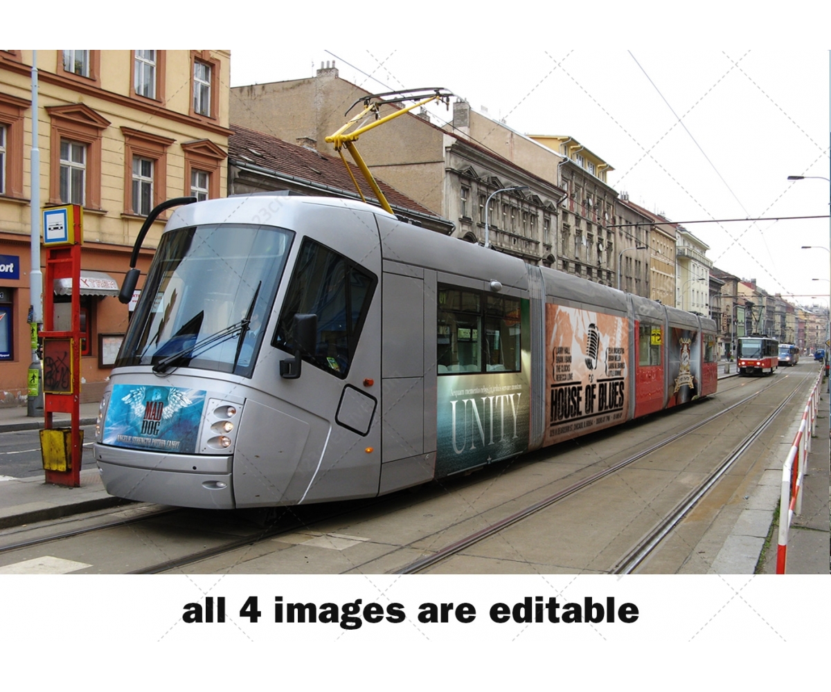 Download Urban Scenes Mockups Photorealistic Street Mockup Templates Place The Poster On The Building Billboard Or Tram