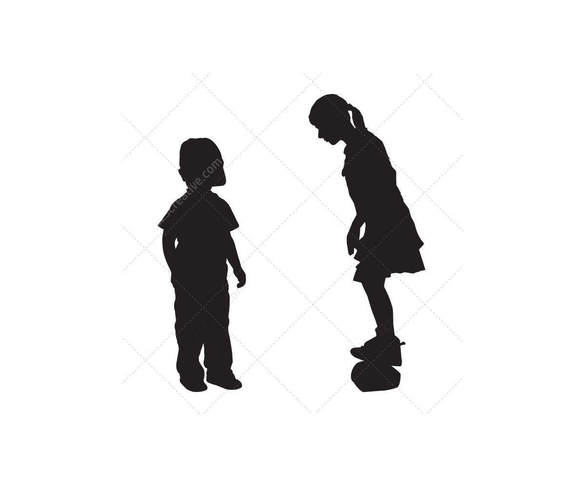Download Kids silhouettes vector pack - boys and girls sillhouette, children sillhouettes