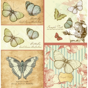 21 Vintage butterfly vector illustrations