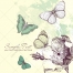 summer card template with butterflies in vintage style