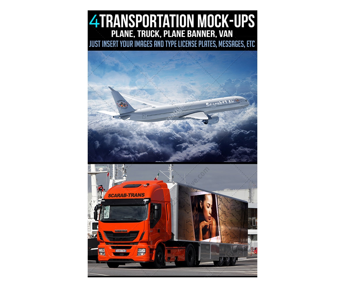 Download Transportation Mock Up Templates Vehicle Mockups Car Airplane Van Aircraft Truck Photorealistic Mockups