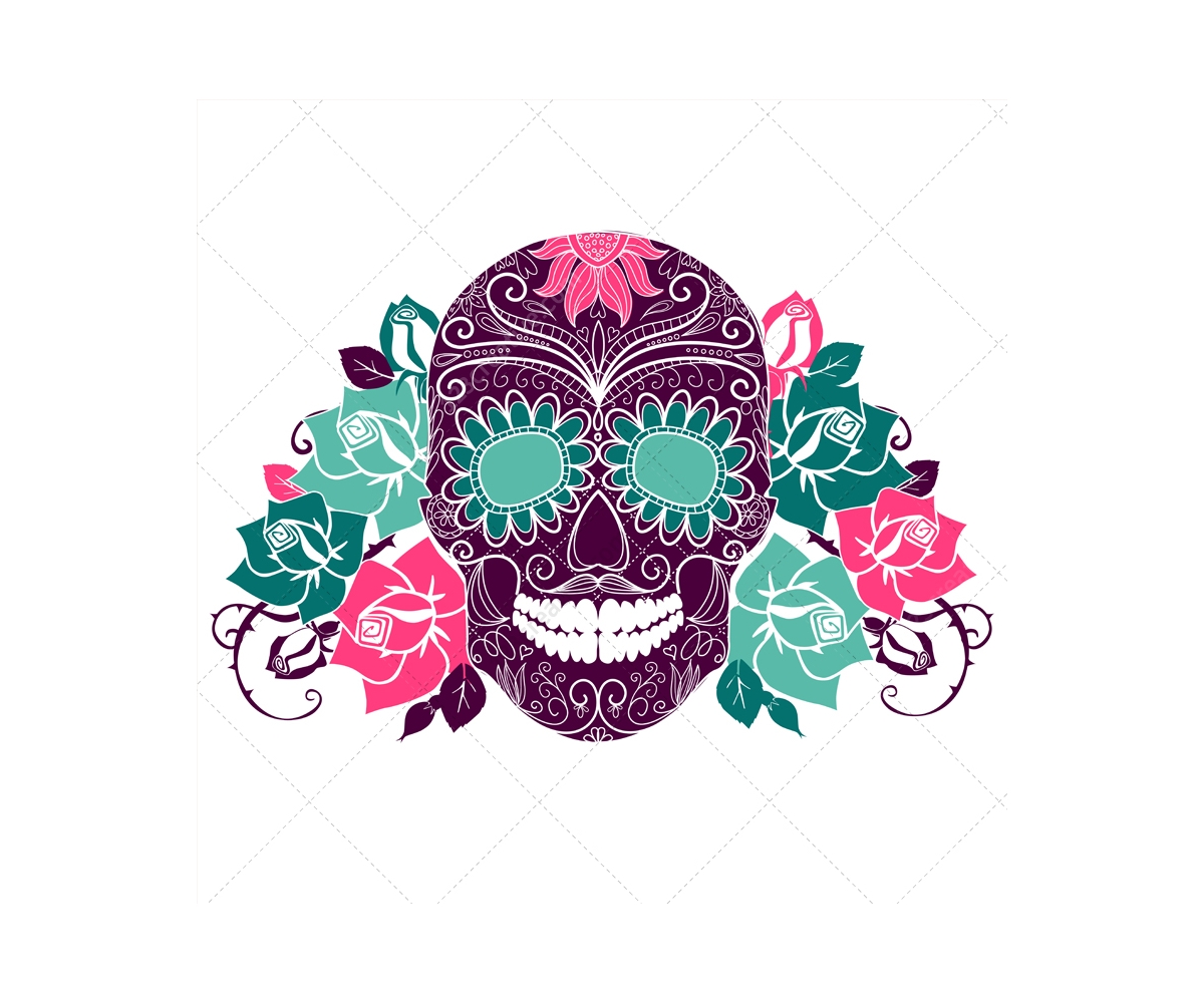 Sugar skull vectors and skull patterns - sugar skull with roses and