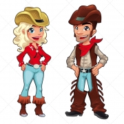 Cowgirl and cowboy vectors, rodeo vector, country ranch vector, countryside people vector