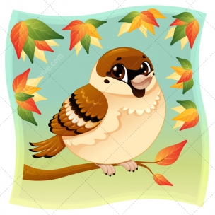 Color sparrow illustration vector