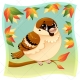 Color sparrow illustration vector, color bird vector, sparrow in park