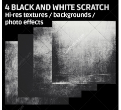 4 Black and white scratch texture backgrounds (digitized)