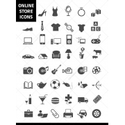 Online store icons, shopping store categories icons, online shop icon set