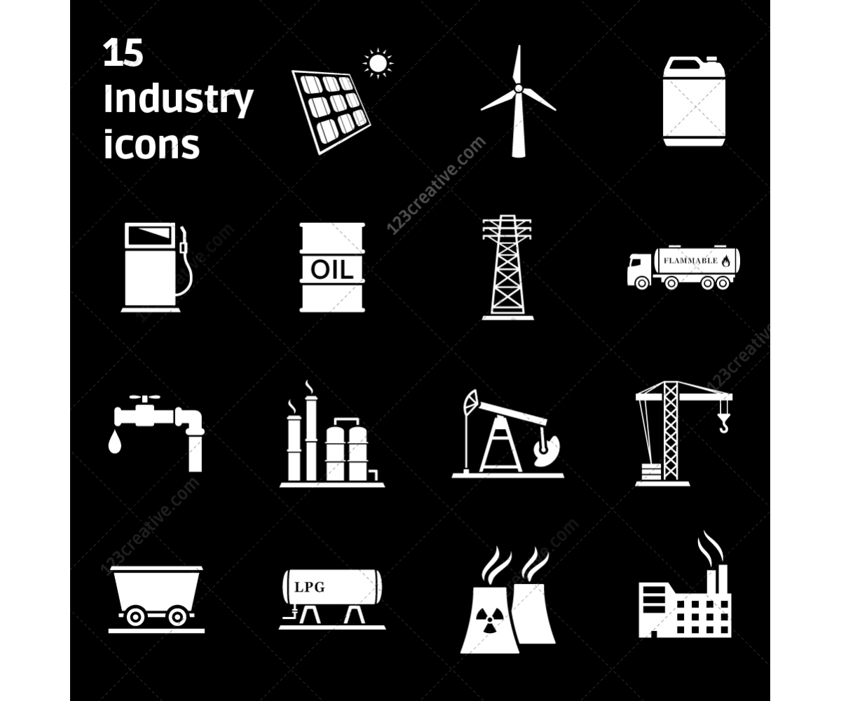Industry icons - industry signs for industry fields: coal mining