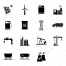  Icons for various industry fields, coal mining icon, energy industry icon, oil production icon, water management icon