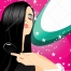 girl combs her hair, hair styling vector