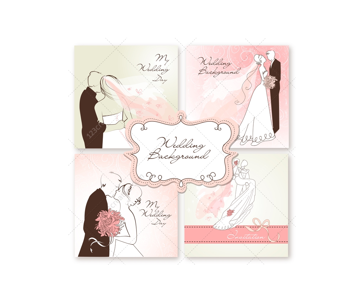 Download Wedding card vectors with wedding couple - wedding card ...