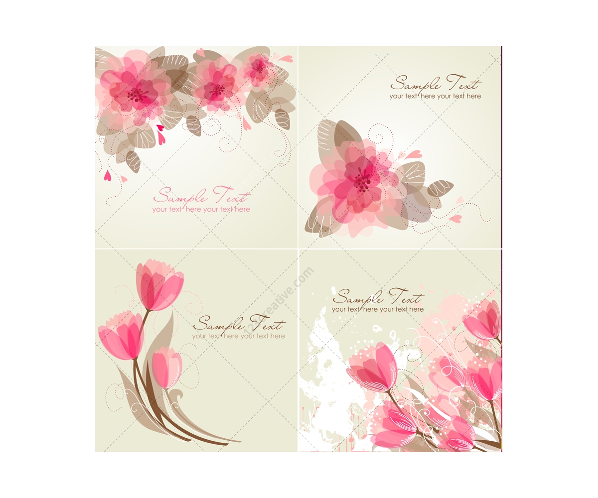 Vector Greeting cards with flowers - floral card templates, tulip vector graphics and ...1200 x 1000