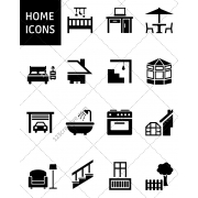 home icons, house icon set, living icons
