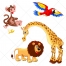 giraffe vector, lion, monkey with banana vector, parrot