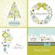 Christmas vector card illustrations - Green collection