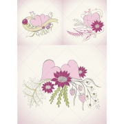 wedding vector art, beautiful floral hearts for wedding cards