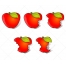 Apple vector and bitten apple vectors, fruit vector, cartoon apple, red apple vector