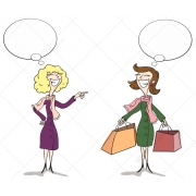shopping ladies vectors, ladies with speech bubble vector, winter shopping ladies