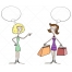 Shopping ladies vectors, ladies are shopping with speech bubble vector