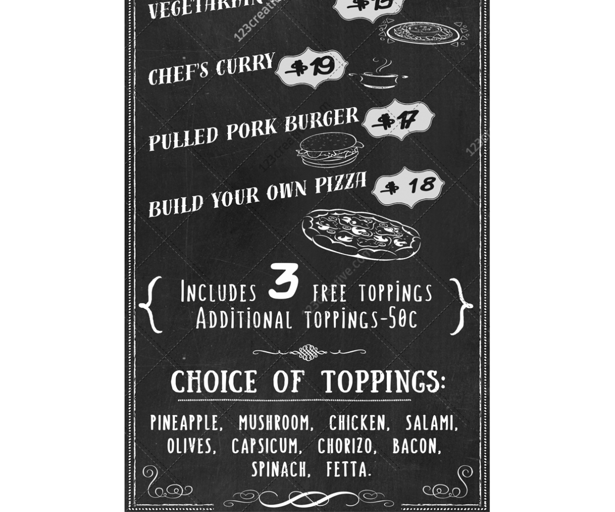 Download Retro Chalkboard Food Menu Template Pizza Snack Bar Restaurant Menu Template Psd Vintage Style