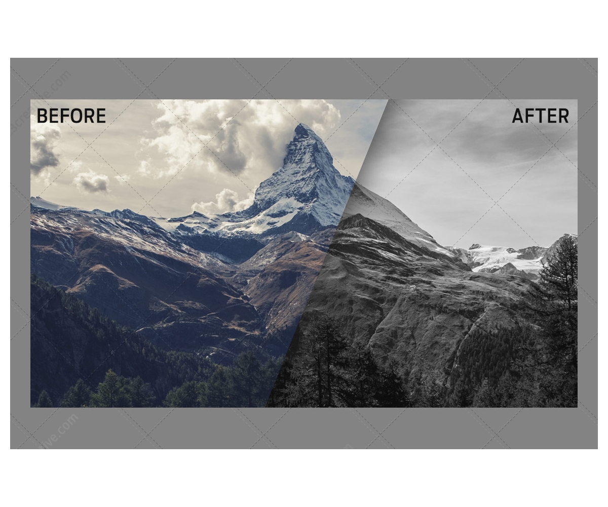 Convert a color image to black and white in Photoshop and share