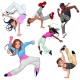 breakdance vector characters, modern dance vectors, hip hop dancer vector