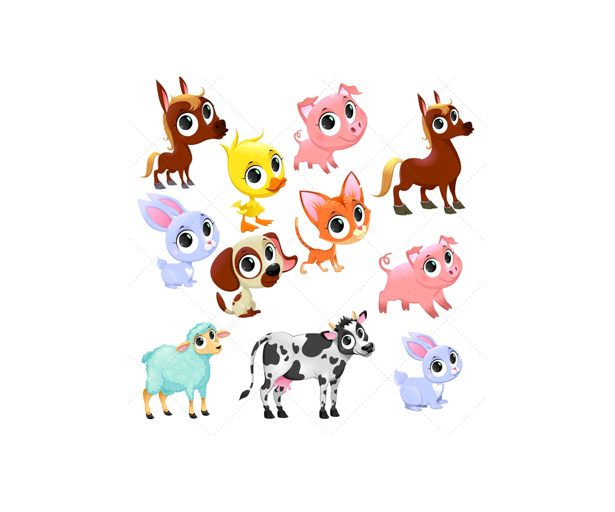 Farm animal vector set - farm baby animals vector. Vector illustration