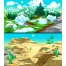 Snowy mountains vector illustration and sunny desert landscape vector