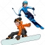 Skier and snowboarder vector - winter sport boy vector