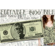 Dollar Bill mockup template PSD with editable face photo and text