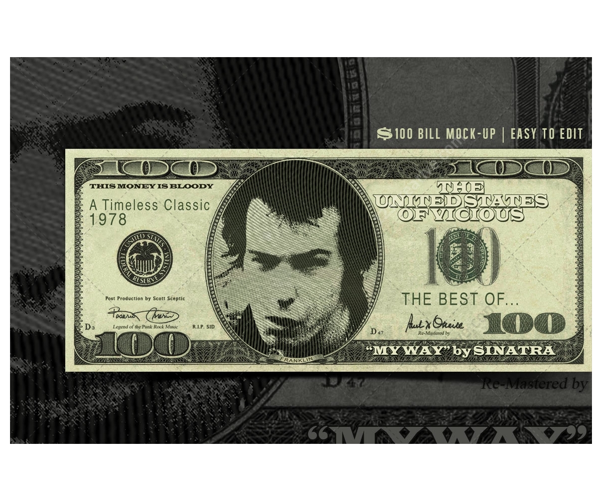 Download Dollar Bill mockup template PSD with editable face photo and text. High resolution Dollar bill ...