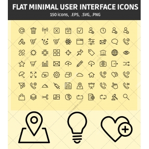 Flat Minimal User Interface icons (EPS, PNG, SVG)