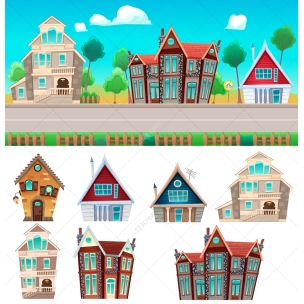 Cartoon house vector set