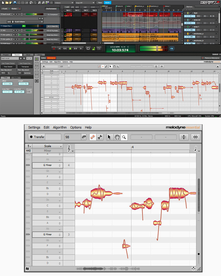 Mixcraft 8 Pro - integrated Melodyne sofware