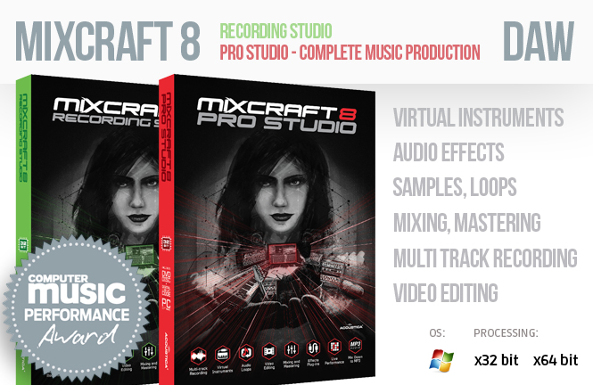 Mixcraft 8 recording studio and Mixcraft 8 pro studio - Complete Music Production